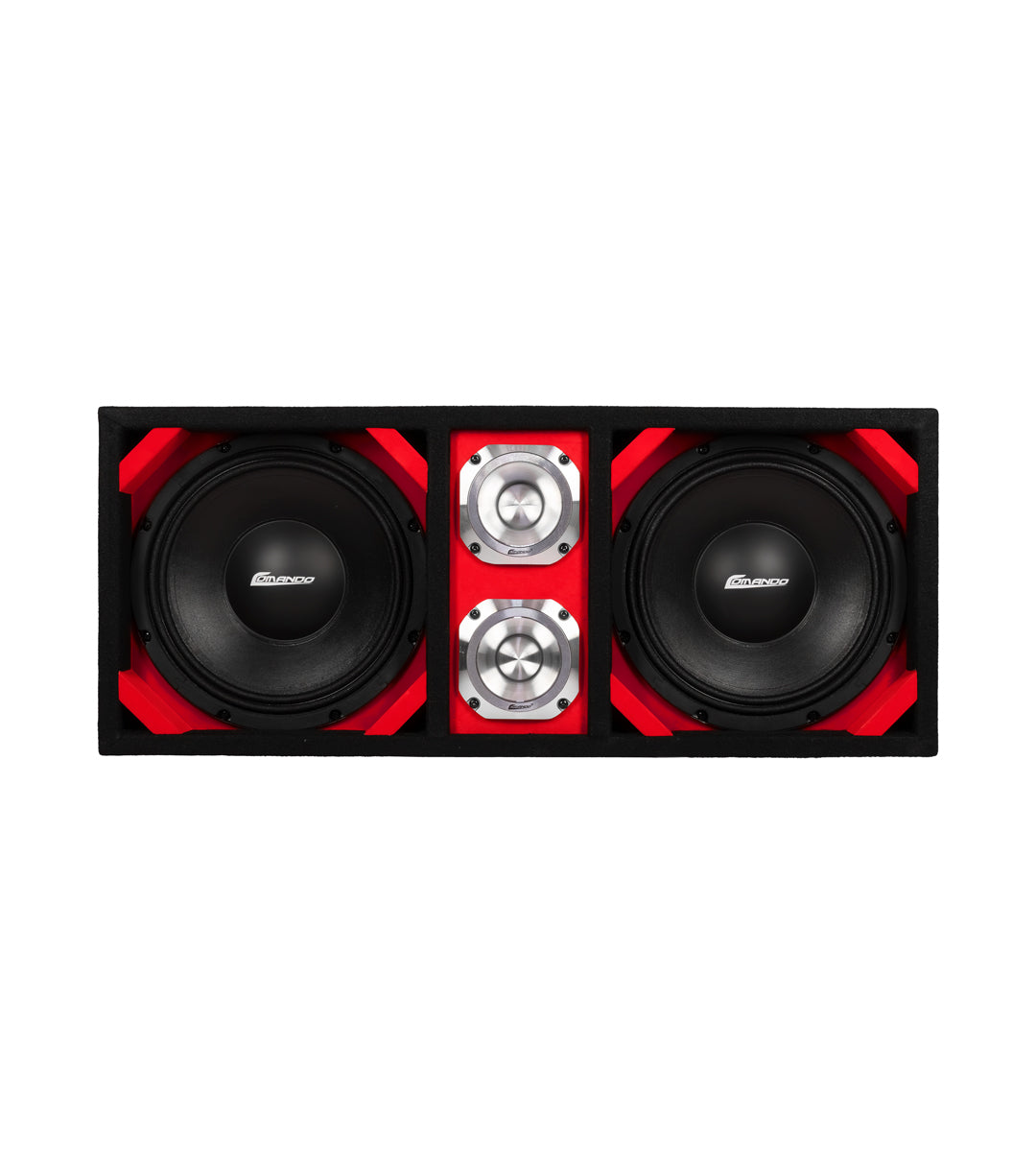 KTPONV2-210RED / DUAL 10" RED LOADED PORTED BOX + 2 TWEETER Comando Audio Inc.