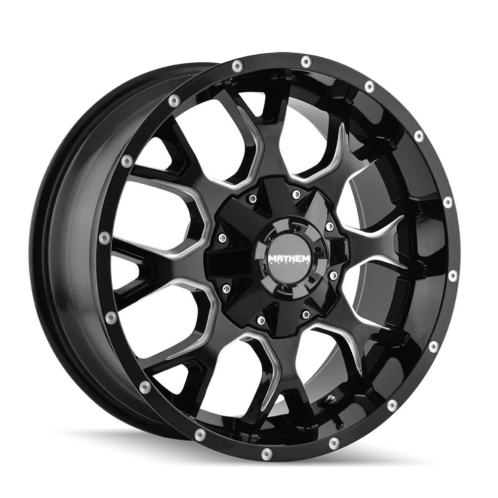 Mayhem Warrior 8015 part 8015-2137M gloss black milled spokes - front face view