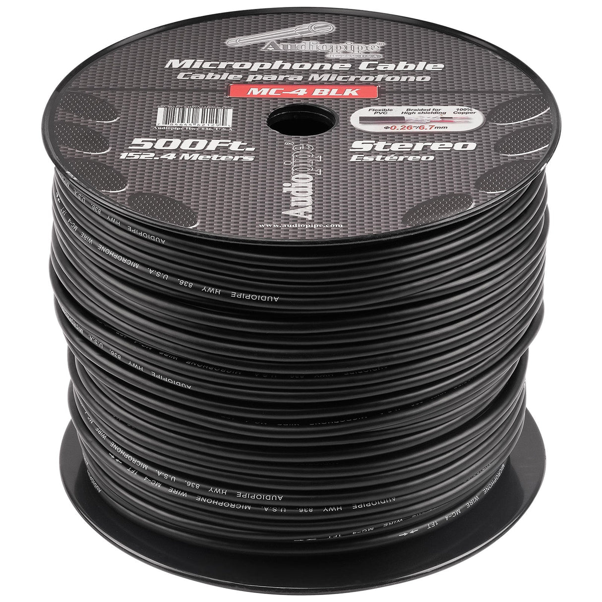 500 Ft Microphone Cable (MC-4 BLK) Audiopipe