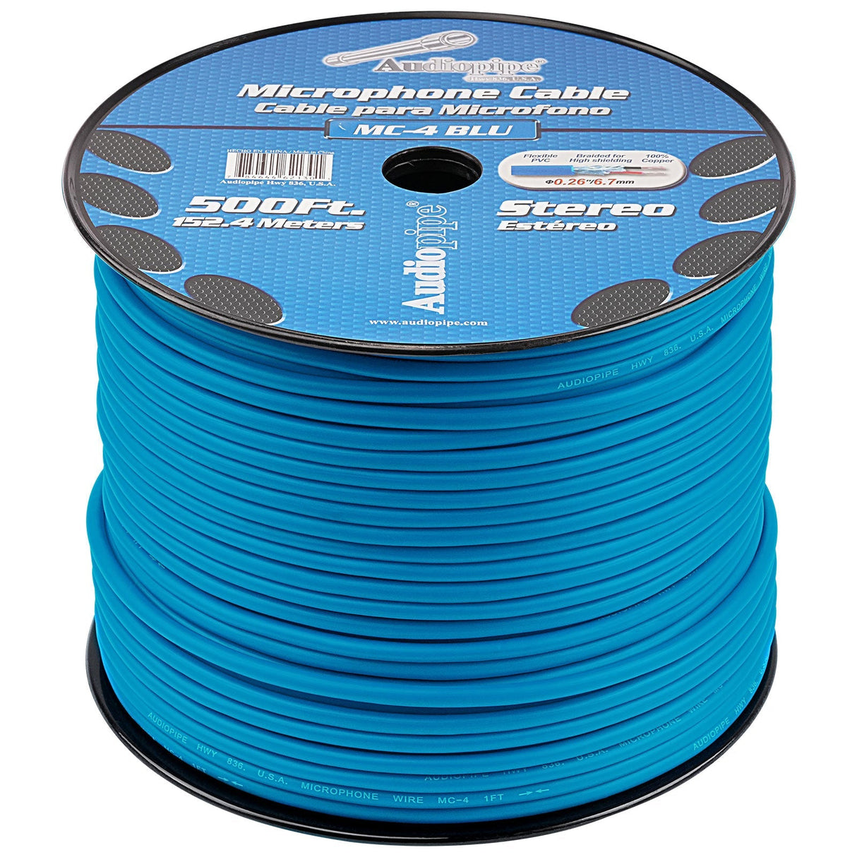 500 Ft Microphone Cable (MC-4 BLU) Audiopipe