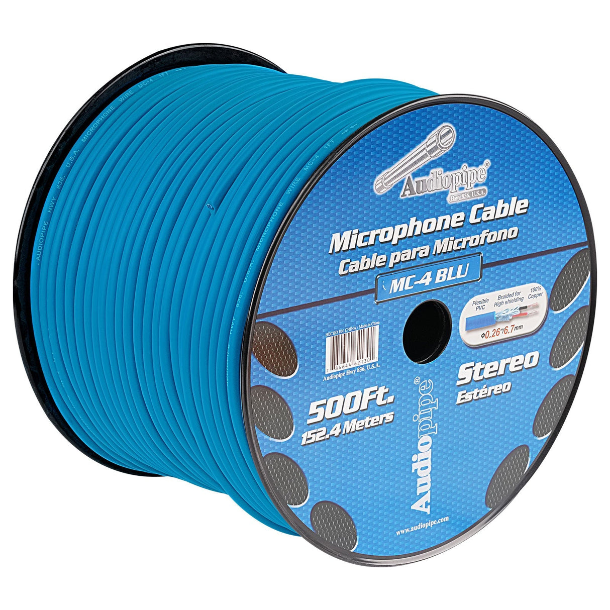 500 Ft Microphone Cable (MC-4 BLU) Audiopipe