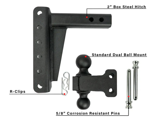 Bulletproof Medium Duty 6" Drop or Rise Hitch - 2" Box Steel Shank