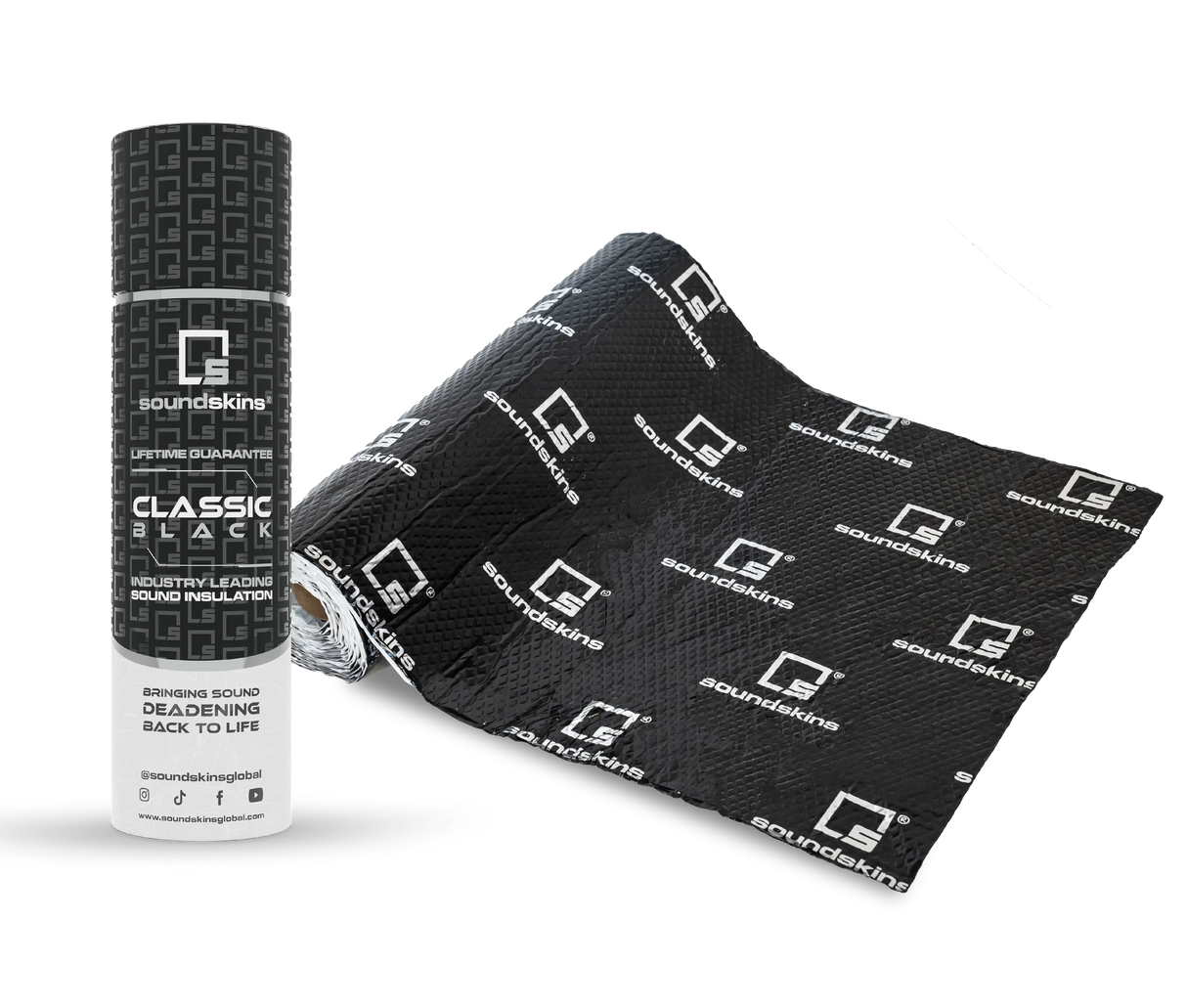 SoundSkins | Classic Black Sound Deadening Kit Double Layer Mat | SSK-CLASSICBLACK | Pure Rubber Butyl & Diamond Embossed Foil, 38.75 sq ft SoundSkins Global