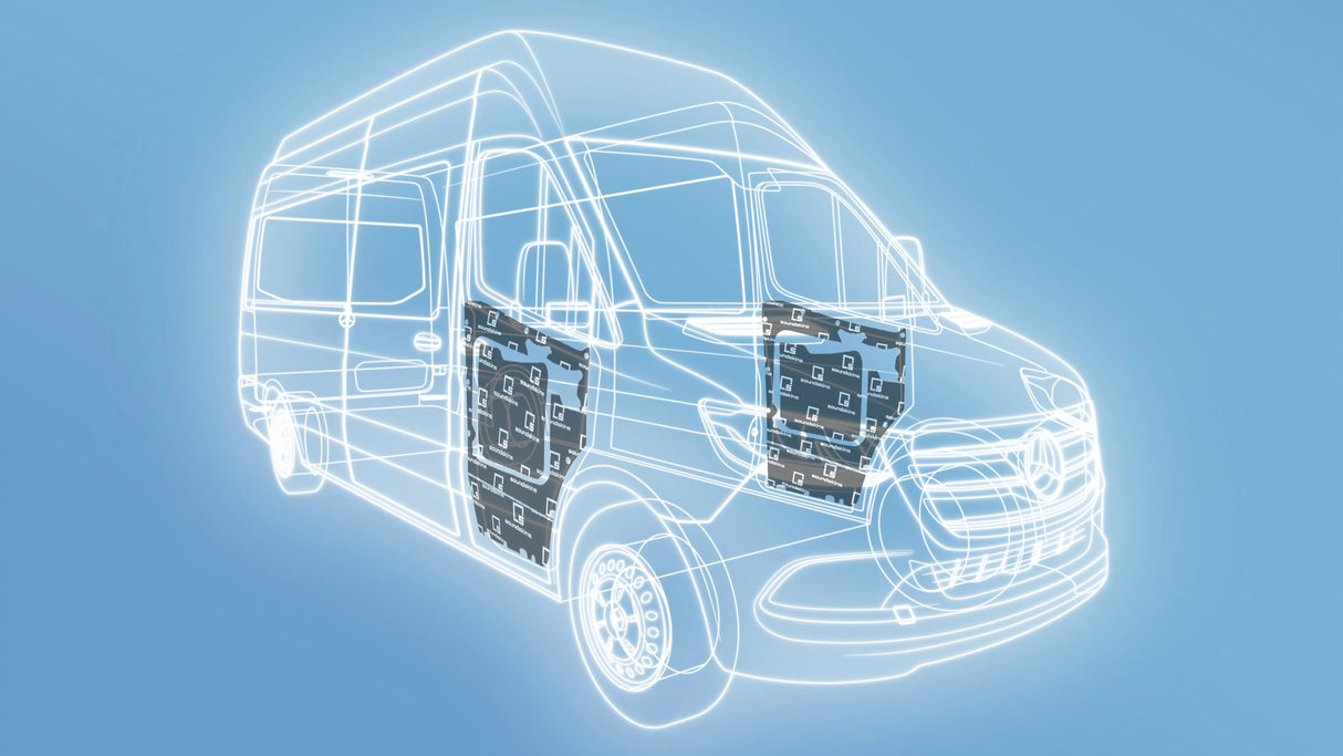 SoundSkins | 2019+ MB Sprinter Front Doors 6 Pc Sound Deadening Vehicle Specific Kit | SSK-MBSPR2DR | 3 Layers (Acoustic Foam, Foil, Rubber Butyl), 22 sq ft SoundSkins Global