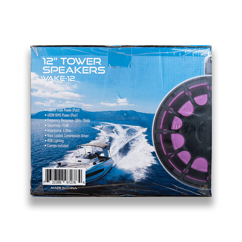 Nemesis Audio WAKE-12 | 12″ 600W RMS Horn Loaded Marine Tower Speakers w/ RGB Lighting Nemesis Audio