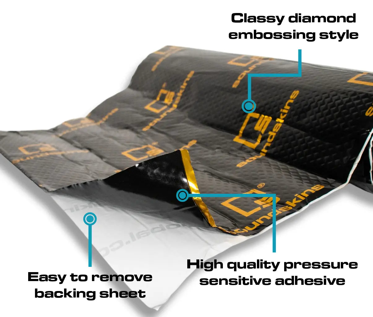 SoundSkins | Classic Gold V2 Sound Deadening Double Layer Mat | SSK-CLASSICGOLD-V2 | Pure Rubber Butyl & Diamond Embossed Foil, 38.75 sq ft SoundSkins Global