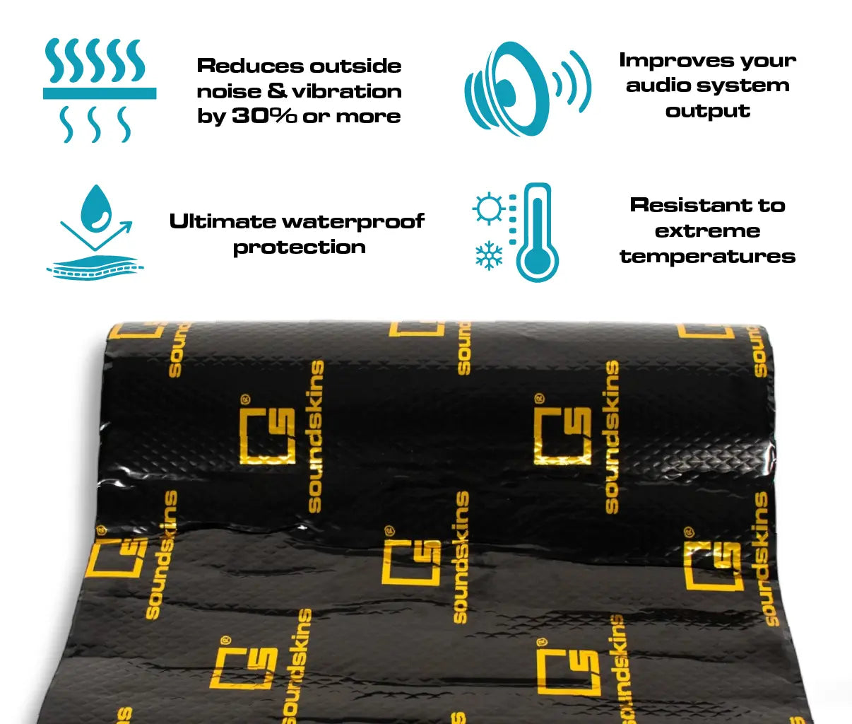 SoundSkins | Classic Gold V2 Sound Deadening Double Layer Mat | SSK-CLASSICGOLD-V2 | Pure Rubber Butyl & Diamond Embossed Foil, 38.75 sq ft SoundSkins Global