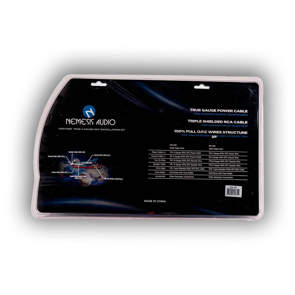 Nemesis Audio NM-4PK 100% OFC 4G Amp Kit