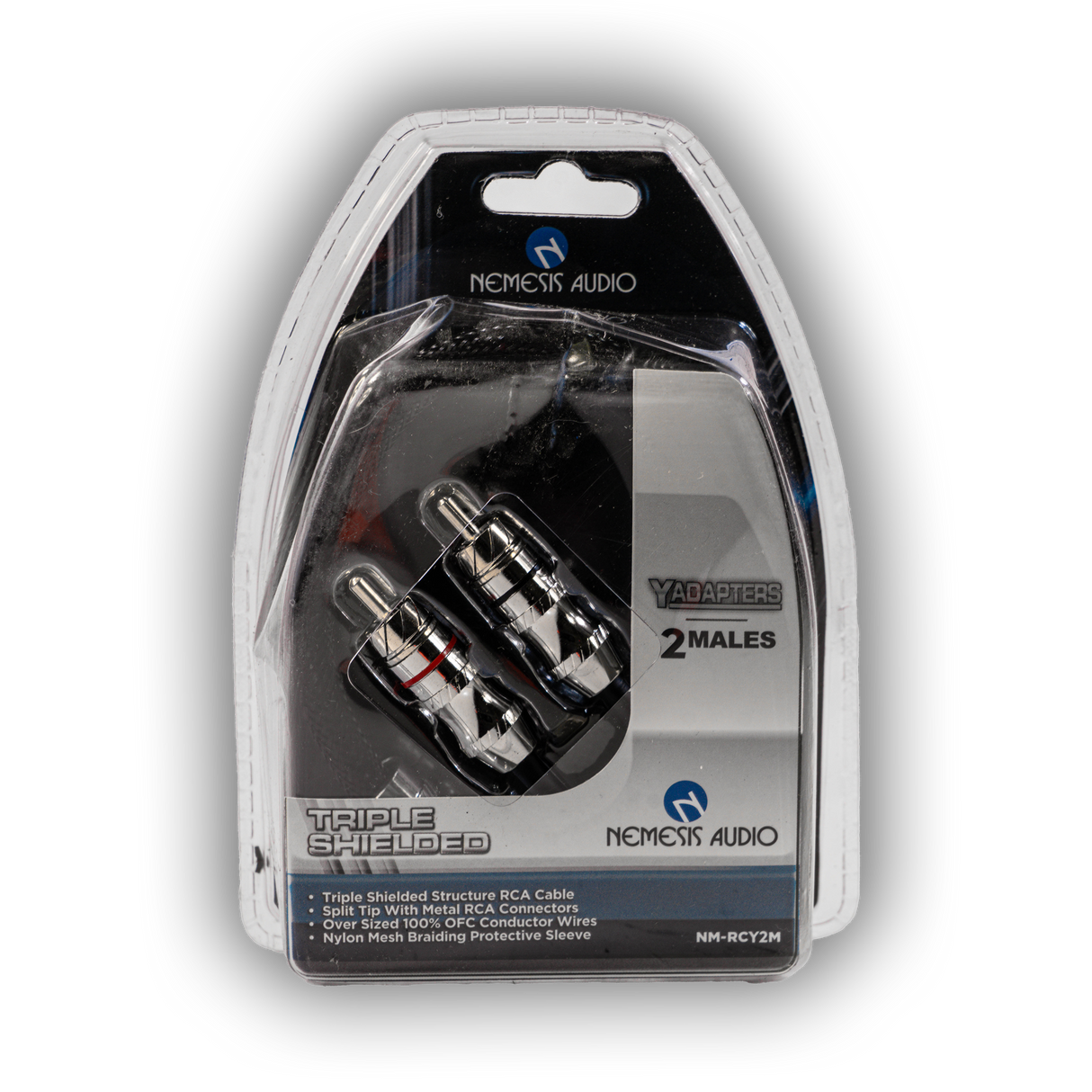 Nemesis Audio NM-RCY2M Triple Shielded Copper RCA Splitter - 2 Males 1 Female