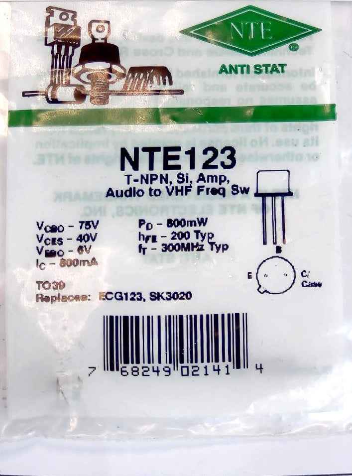 NTE123 Audio to VHF Freq Sw, T-NPN, Si, Amp NTE