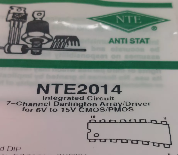 NTE2014 7-Channel Darlington Array Driver IC - High Current 16-Pin NTE