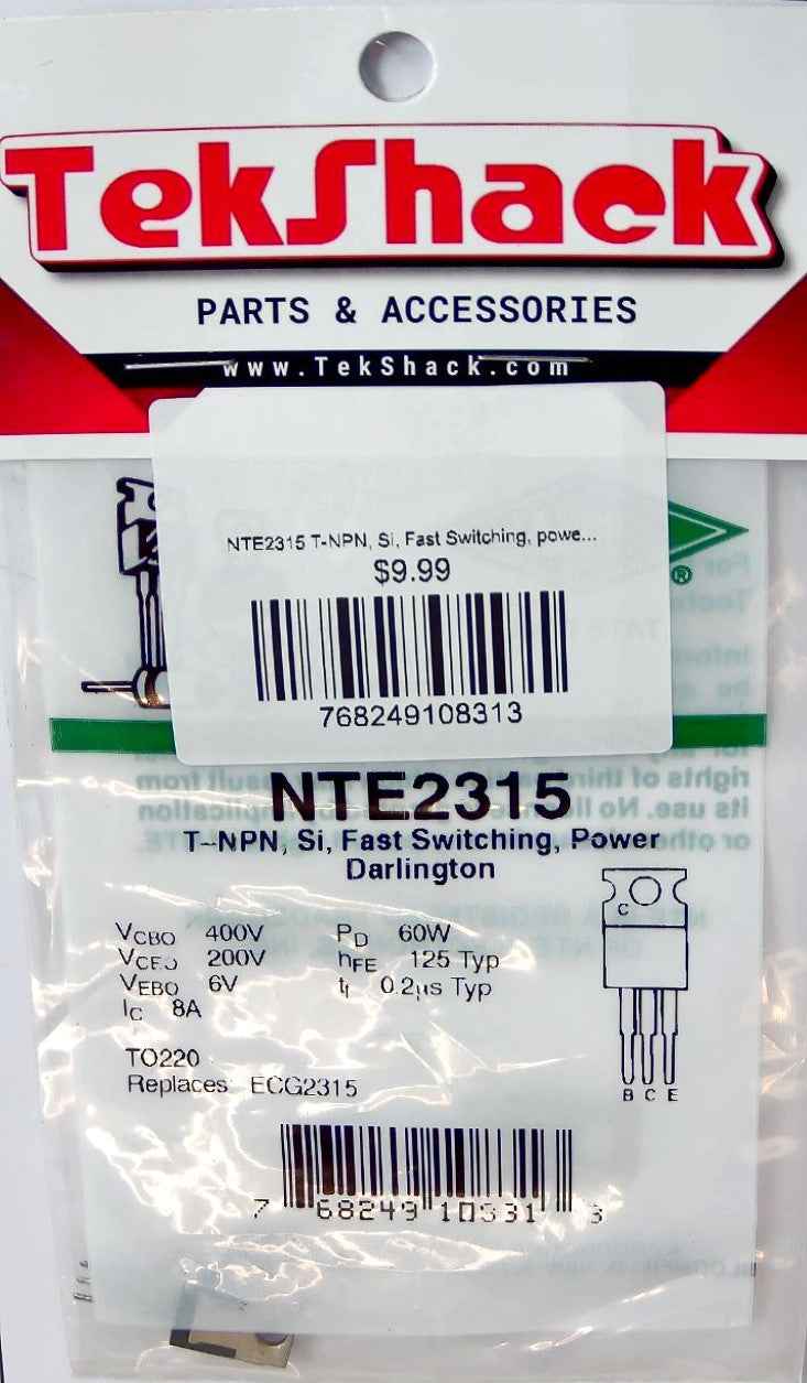 NTE2315 T-NPN, Si, Fast Switching, power Darlington NTE