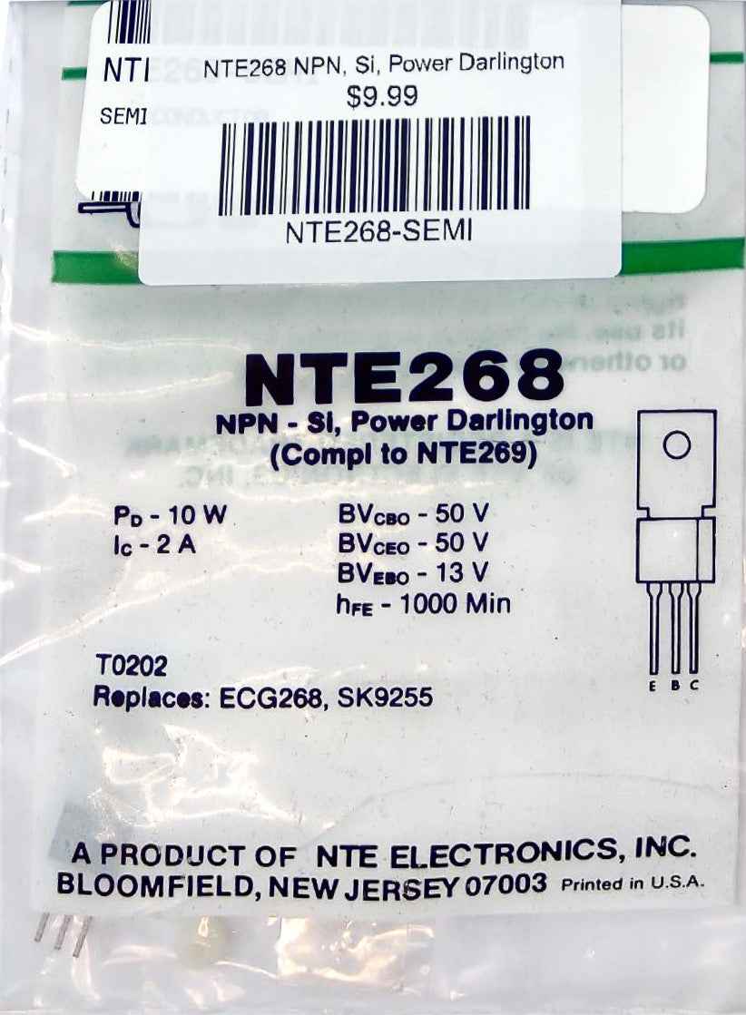 NTE268 NPN, Si, Power Darlington NTE