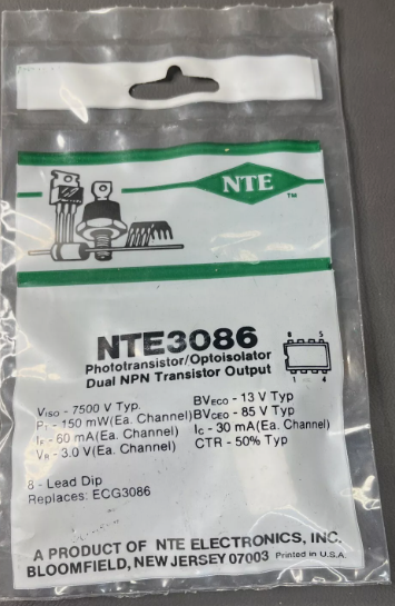 NTE3086 Phototransistor Optoisolator Dual NPN Transistor Output ~ NOS NTE