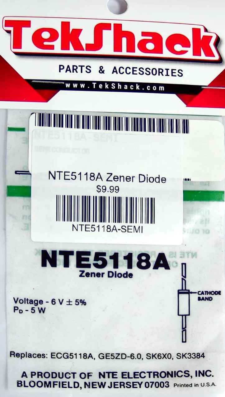 NTE5118A Zener Diode 3.3V 0.5W DO-35 Through-Hole NTE