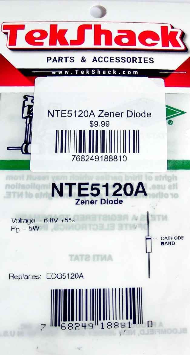 NTE5120A Zener Diode 3.9V 0.5W DO-35 Through-Hole NTE