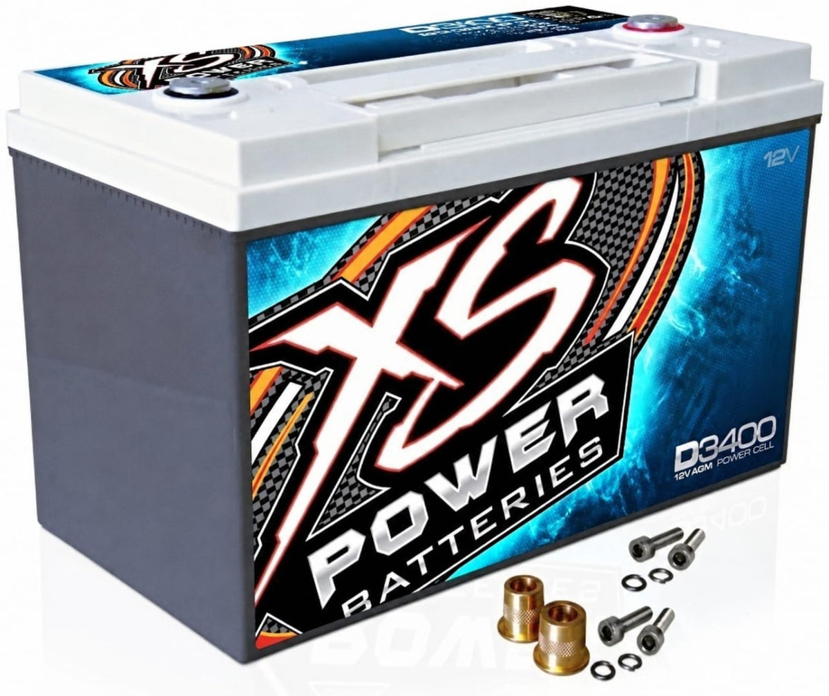 XS Power D3400 12V Group 34 AGM 3300 Amp Battery w/ FREE 580 Top Post Terminals