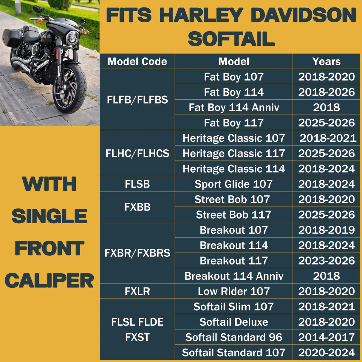 Harley-Davidson Softail 2014-2026 Ceramic Brake Pad Set – Single Front Caliper Traild