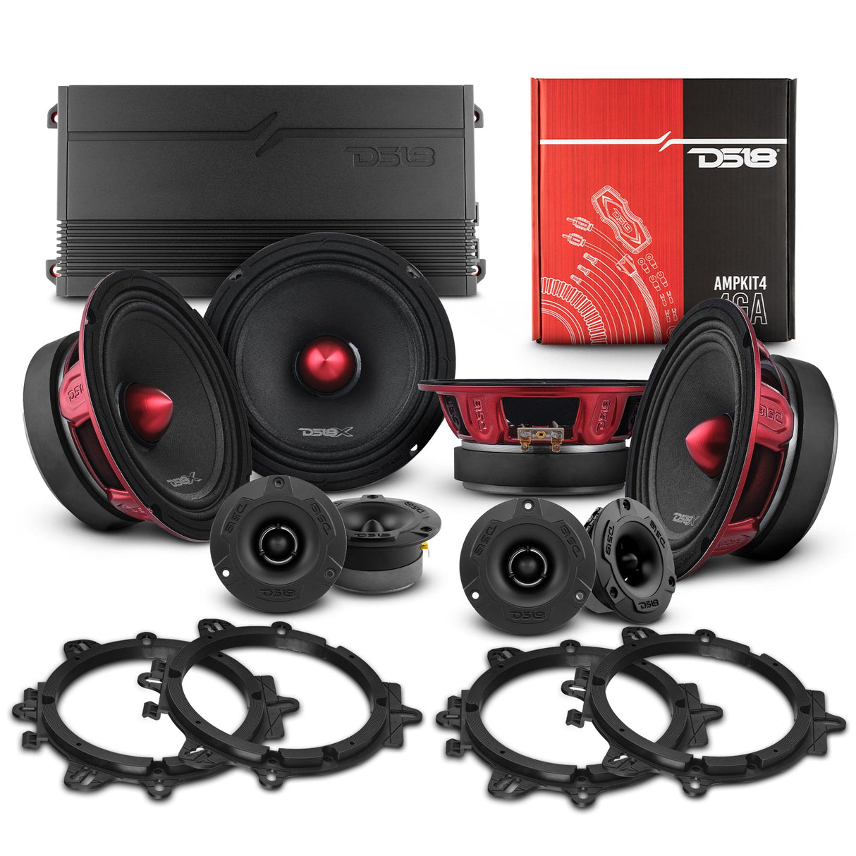PRO Audio 6.5″ Speaker Upgrade Kit – With OEM Speaker Adapters, Amplifier & Wiring Kit DS18