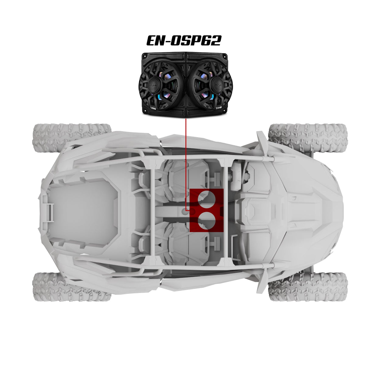 Polaris RZR / RZR PRO Overhead Enclosure With Amplifier and Installation Kit - Loaded with 2x 6.5" 2-Way Marine Speakers With Digital LED Lights