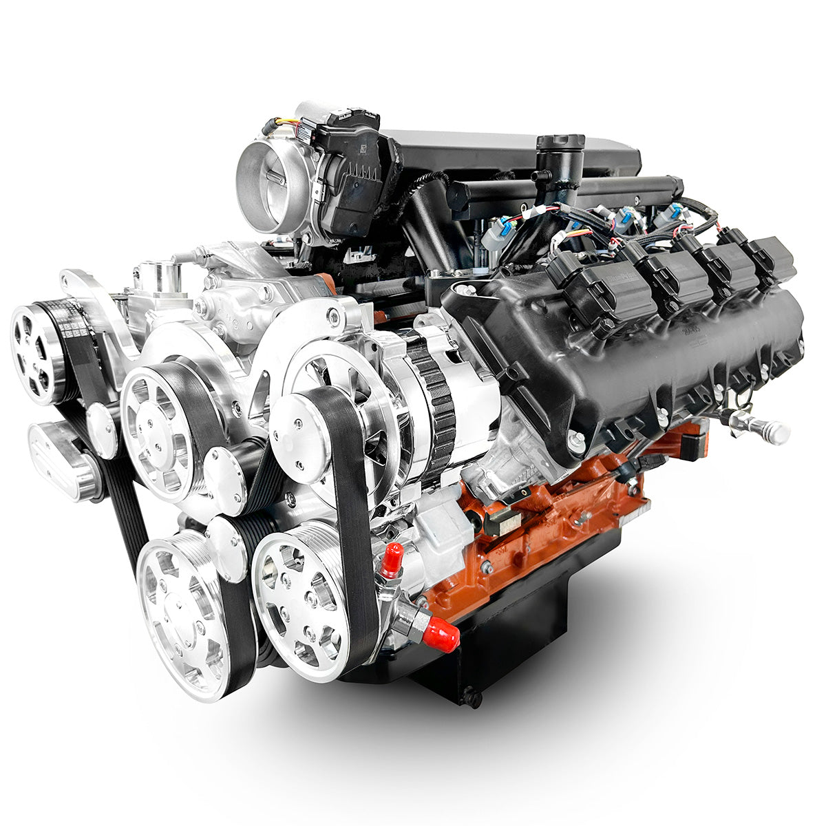 Chrysler Hemi Compatible 426 c.i. Engine and T56 Manual Transmission - 610 Horsepower - Standard Edition Builder Series - Polished Pulley Kit - Fuel Injected