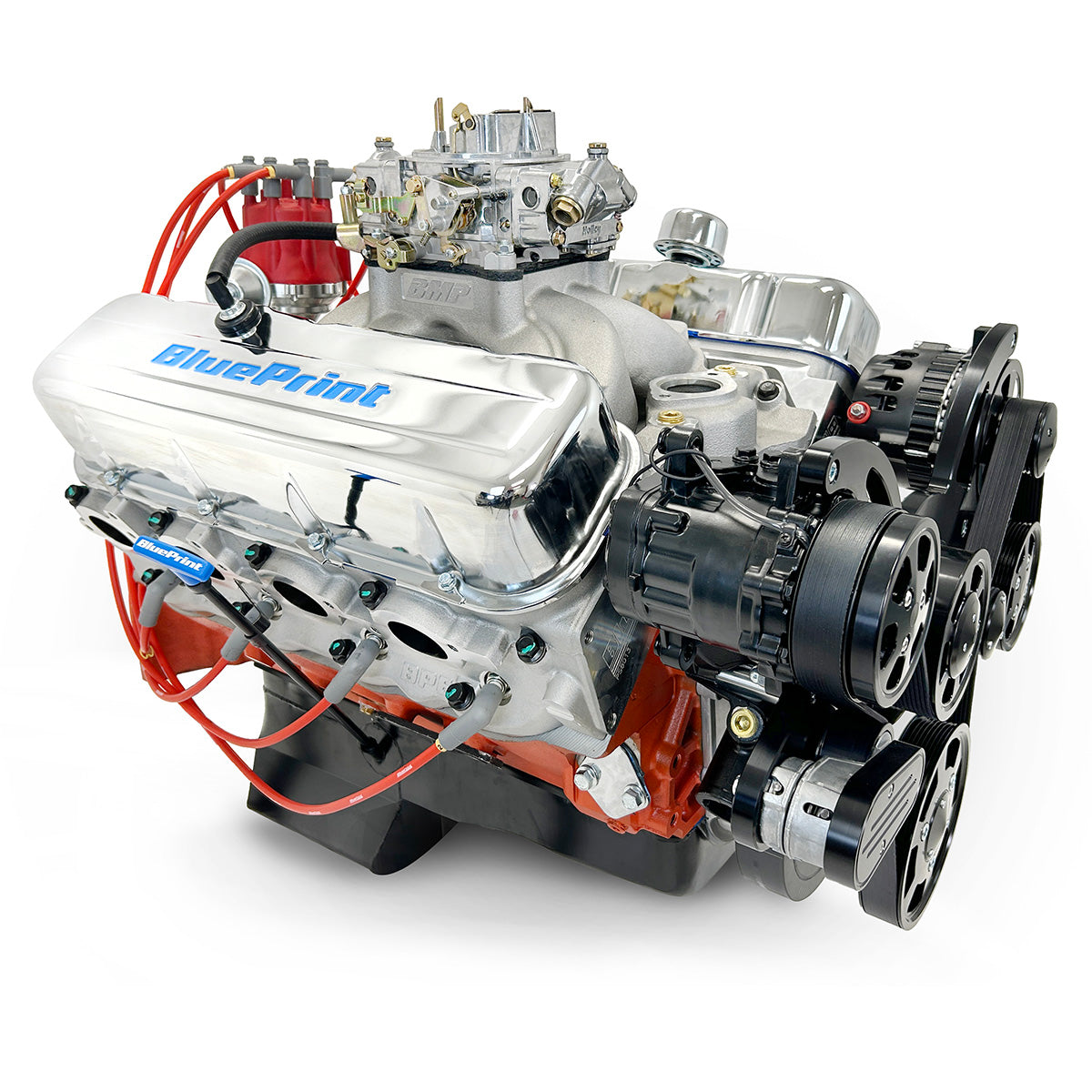 GM Big Block Compatible 502 c.i. Pro Series Engine - 627 Horsepower - Deluxe Dressed - Black Pulley Kit - Carbureted