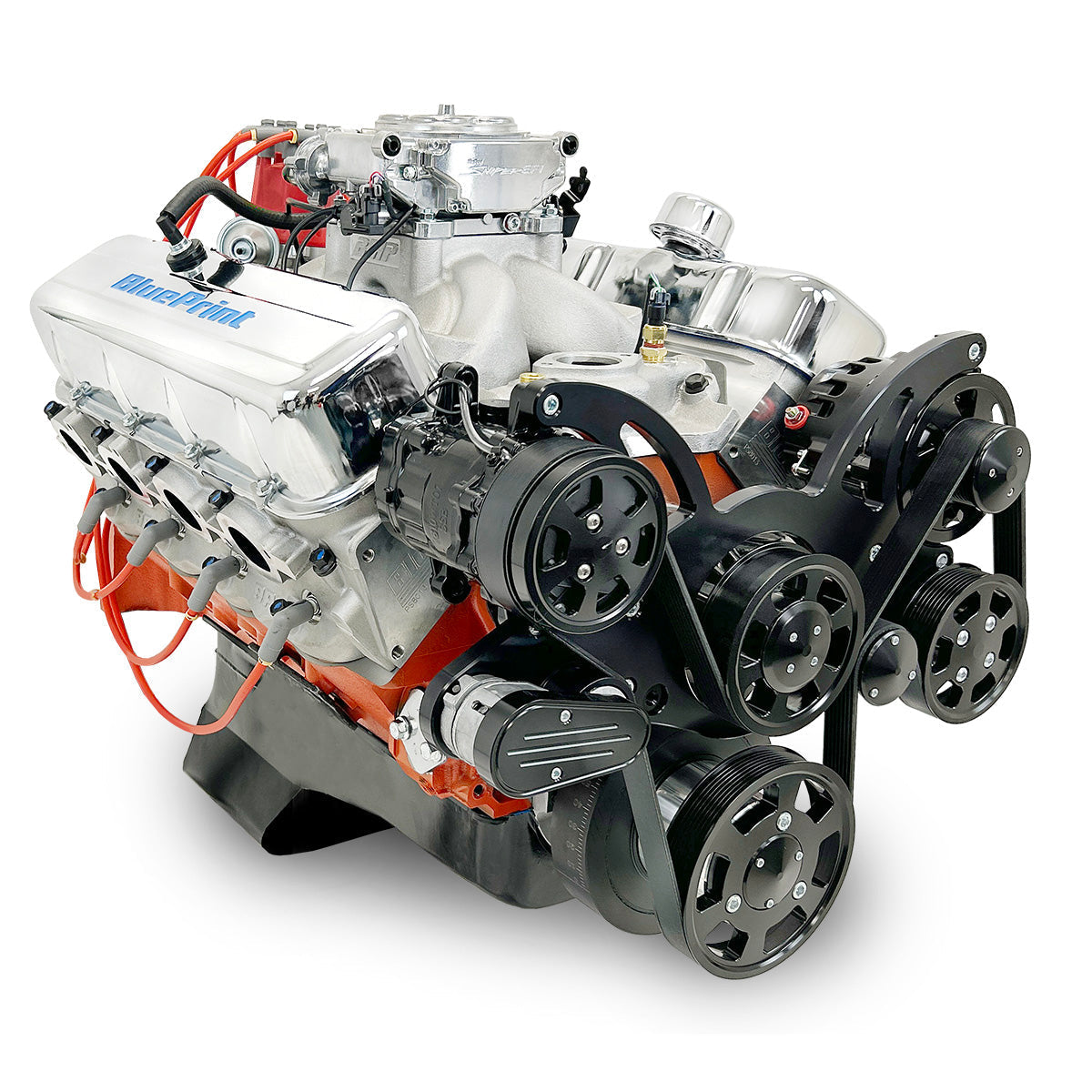 GM Big Block Compatible 502 c.i. Pro Series Engine - 627 Horsepower - Deluxe Dressed - Black Pulley Kit - Fuel Injected