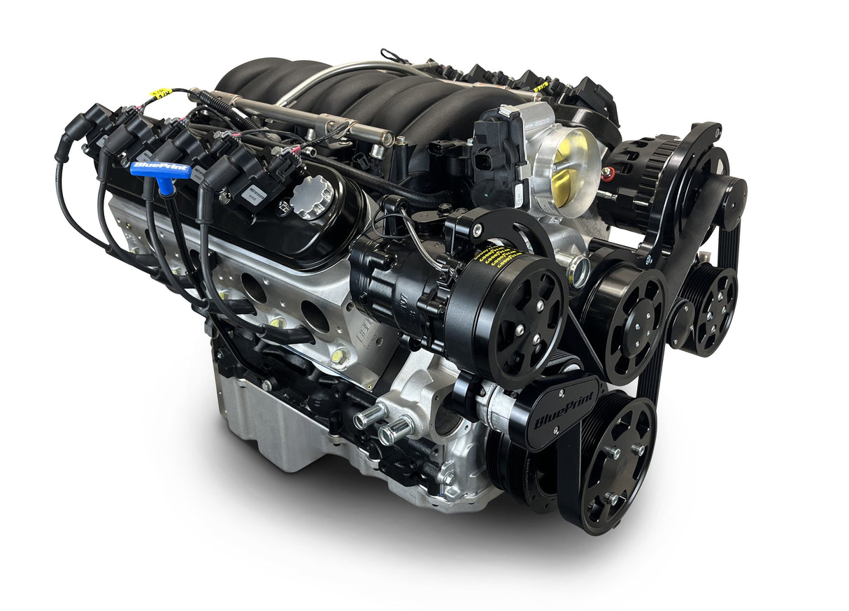 GM LS Compatible 427 c.i. Pro Series Engine - 605 Horsepower - Deluxe Dressed - Black Pulley Kit - Holley Terminator X EFI System