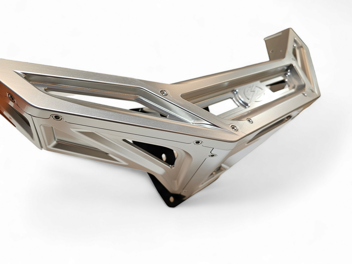 2022-2026 Polaris RZR Pro R, Pro S, Turbo R Machined Billet Front Winch Bumper (Clear Anodize) www.elektricoffroad.com
