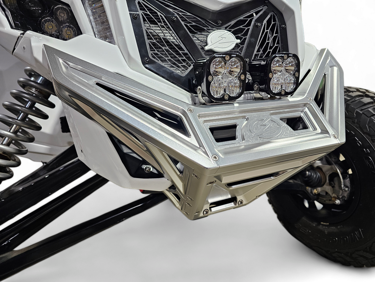 2017 to Current Can-Am X3 Maverick Machined Billet Front Winch Bumper (Clear Anodize) www.elektricoffroad.com