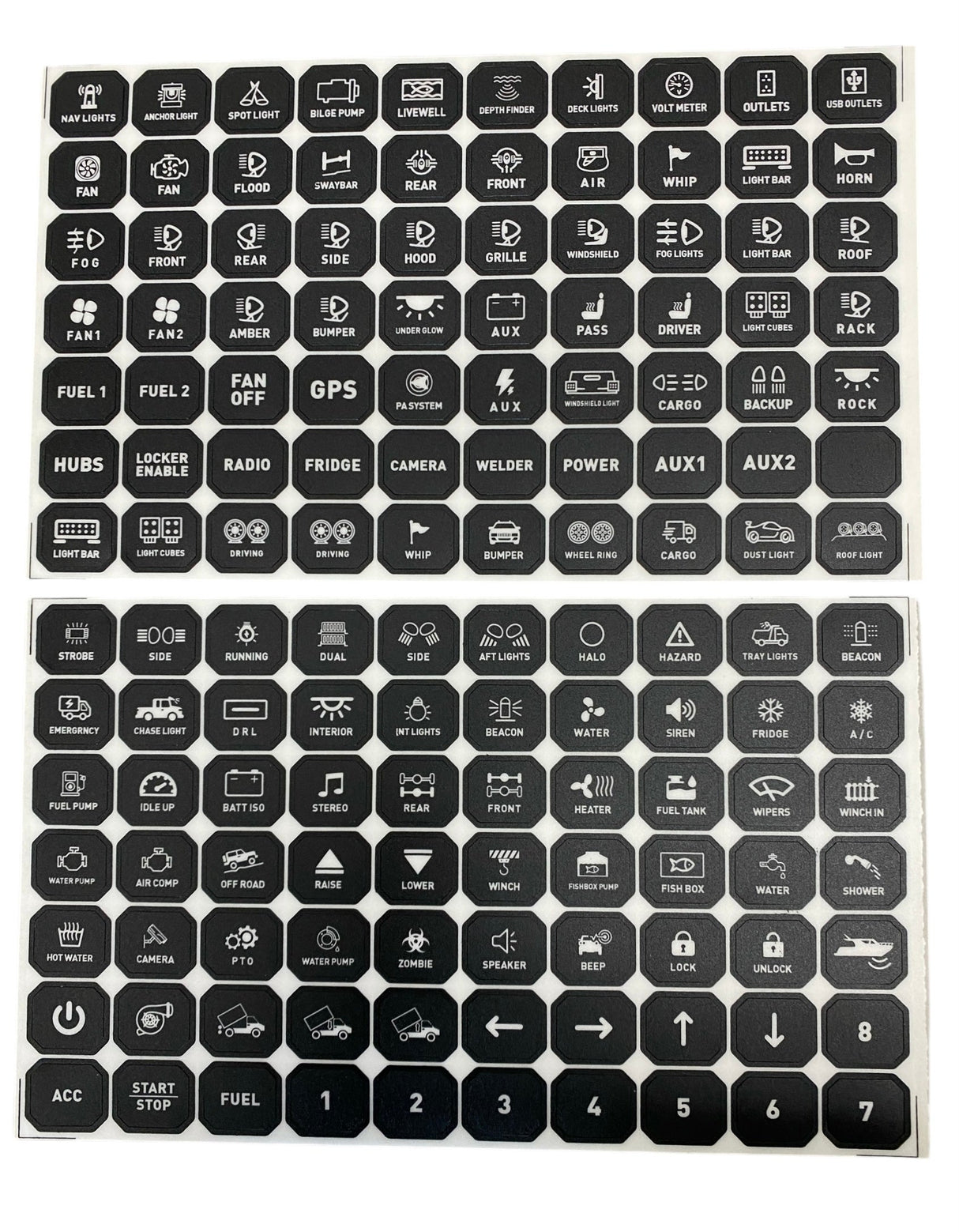 Replacement Sticker Sheets For GG Lighting 8 or 12 Gang Switch Panel GGLighting