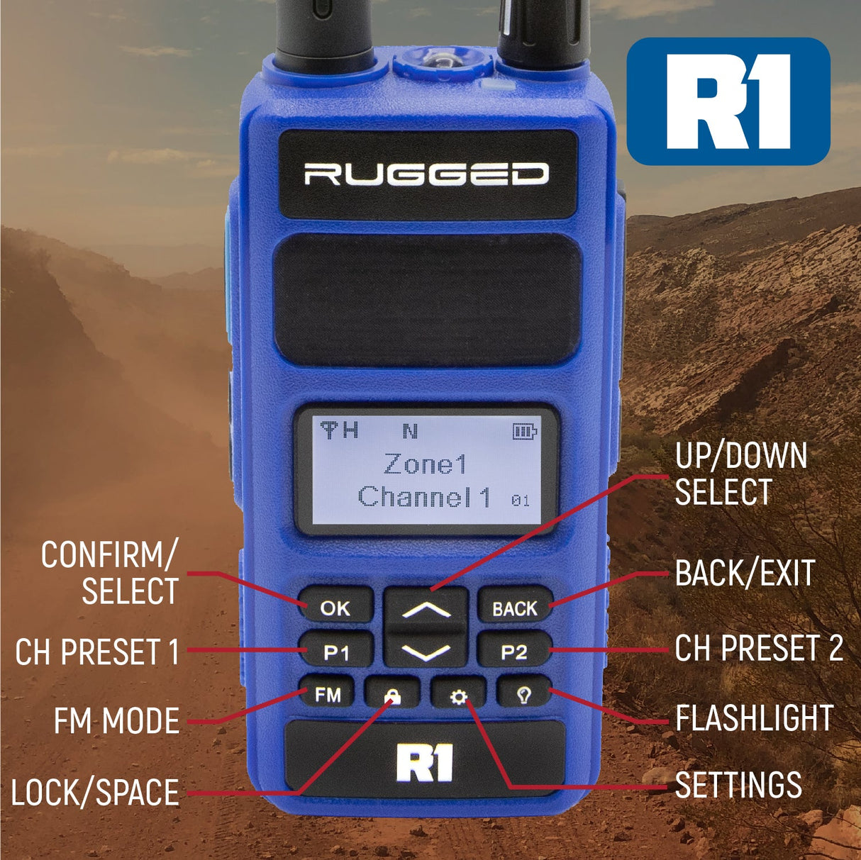 RACE SERIES Complete Motorcycle Communication Kit with OFFROAD Cables and R1 Radio