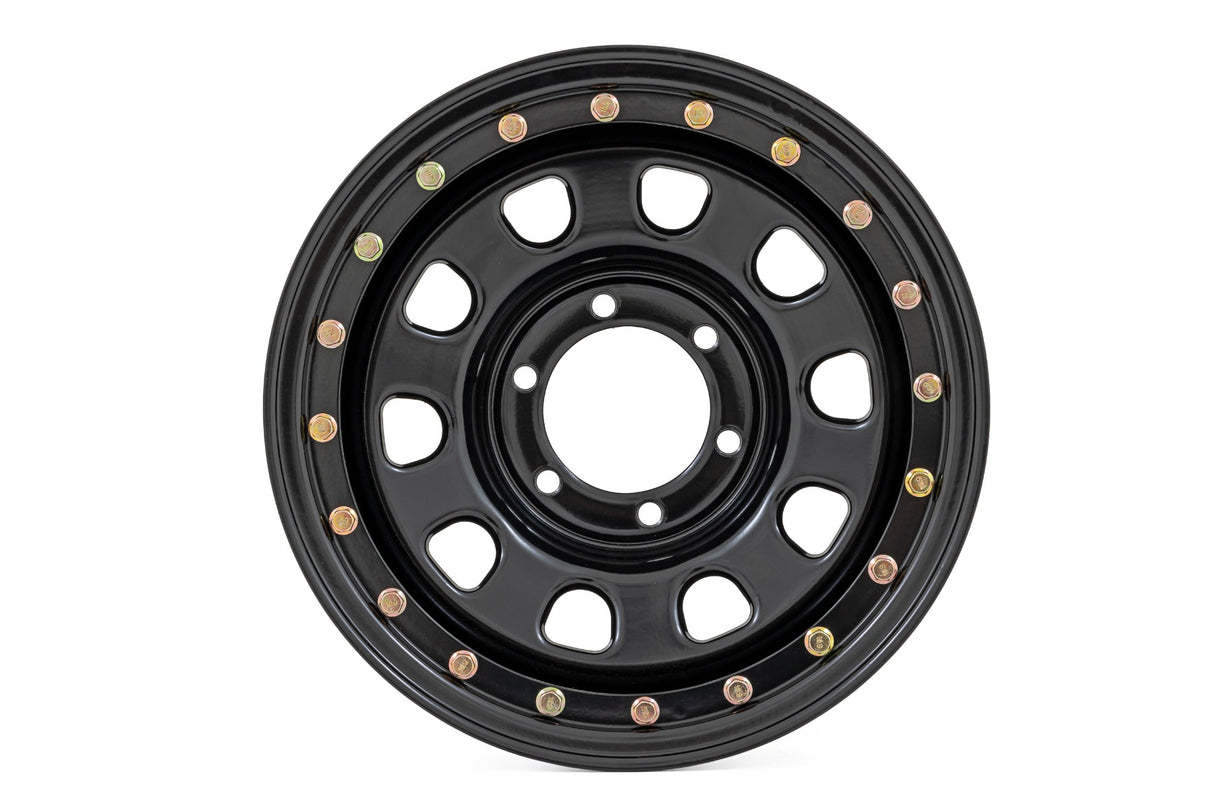 Steel Simulated Bead Lock Wheel Black 16x8 6x5.5 4.25 Bore -12 Rough Country