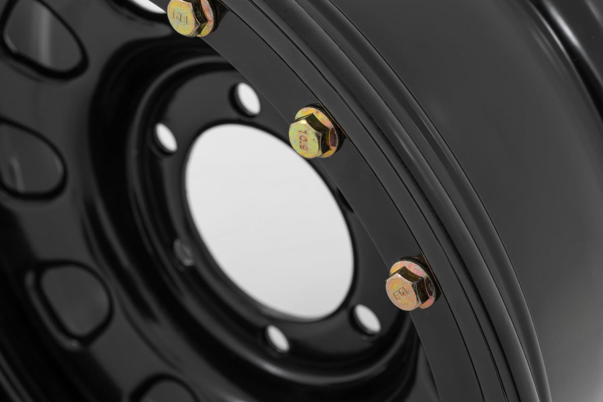 Steel Simulated Bead Lock Wheel Black 16x8 6x5.5 4.25 Bore -12 Rough Country