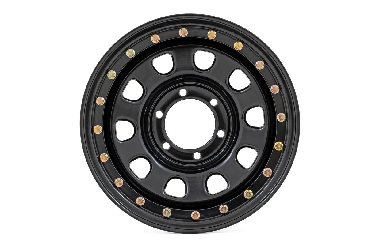 Steel Simulated Bead Lock Wheel Black 17x9 6x5.5 4.25 Bore -12 Rough Country