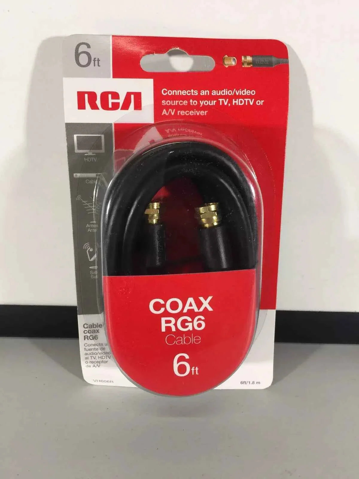 RCA Coax RG6 Black Cable 6 Ft. VH606R TekShack