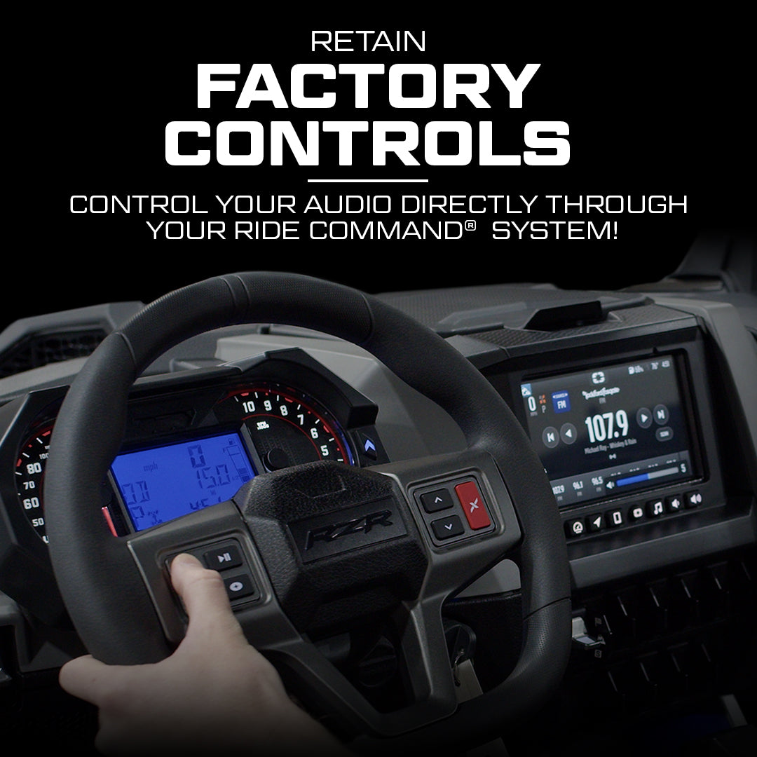 '20-'26 RZR® Pro Series Ride Command Front & Rear RCA Output + Speaker Wire & Remote | UTVS-PRO-RC-RCA-OUT UTV Stereo