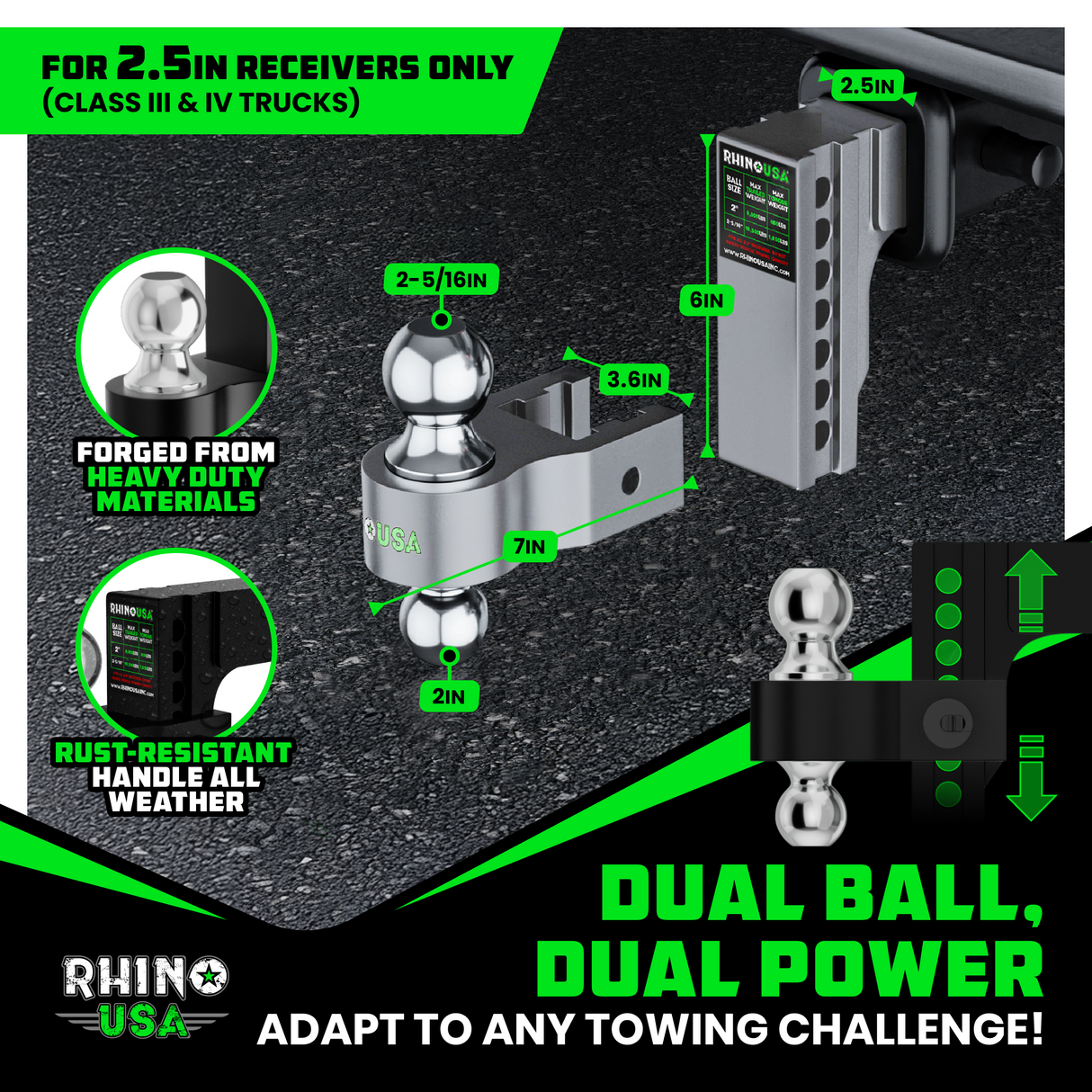 Adjustable Drop Hitch (2.5" Receivers)