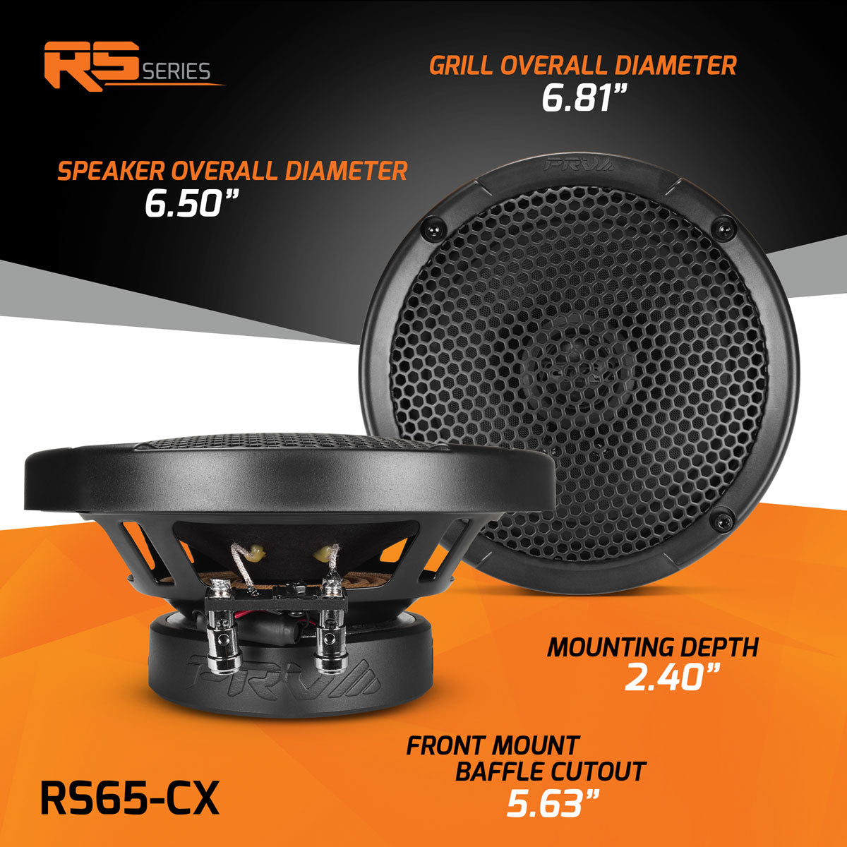 PRV Audio RS65-CX 6.5" 2-Way Coaxial Car Speakers 80 Watts RMS Pair