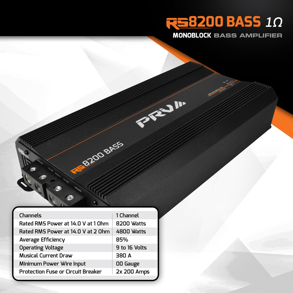 PRV RS8200 BASS 1 Ohm Amplifier PRV Audio