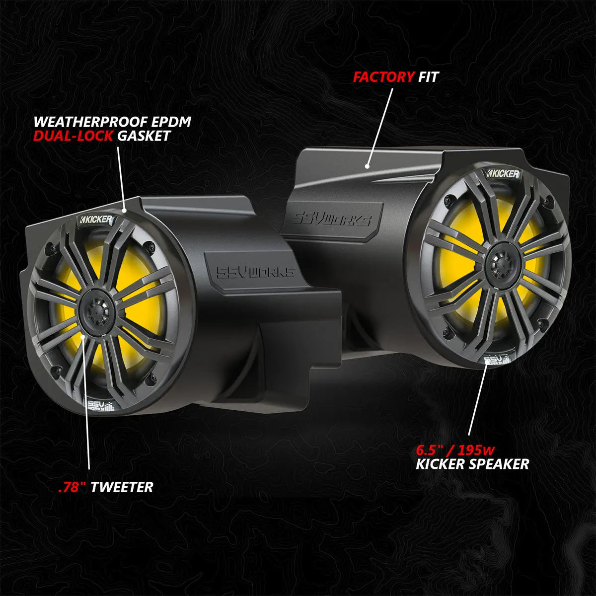 2020-2024 Polaris® RZR PRO Series Phase-6 K-Spec 5-Speaker 1400watt System w/MRB4 SSV Works