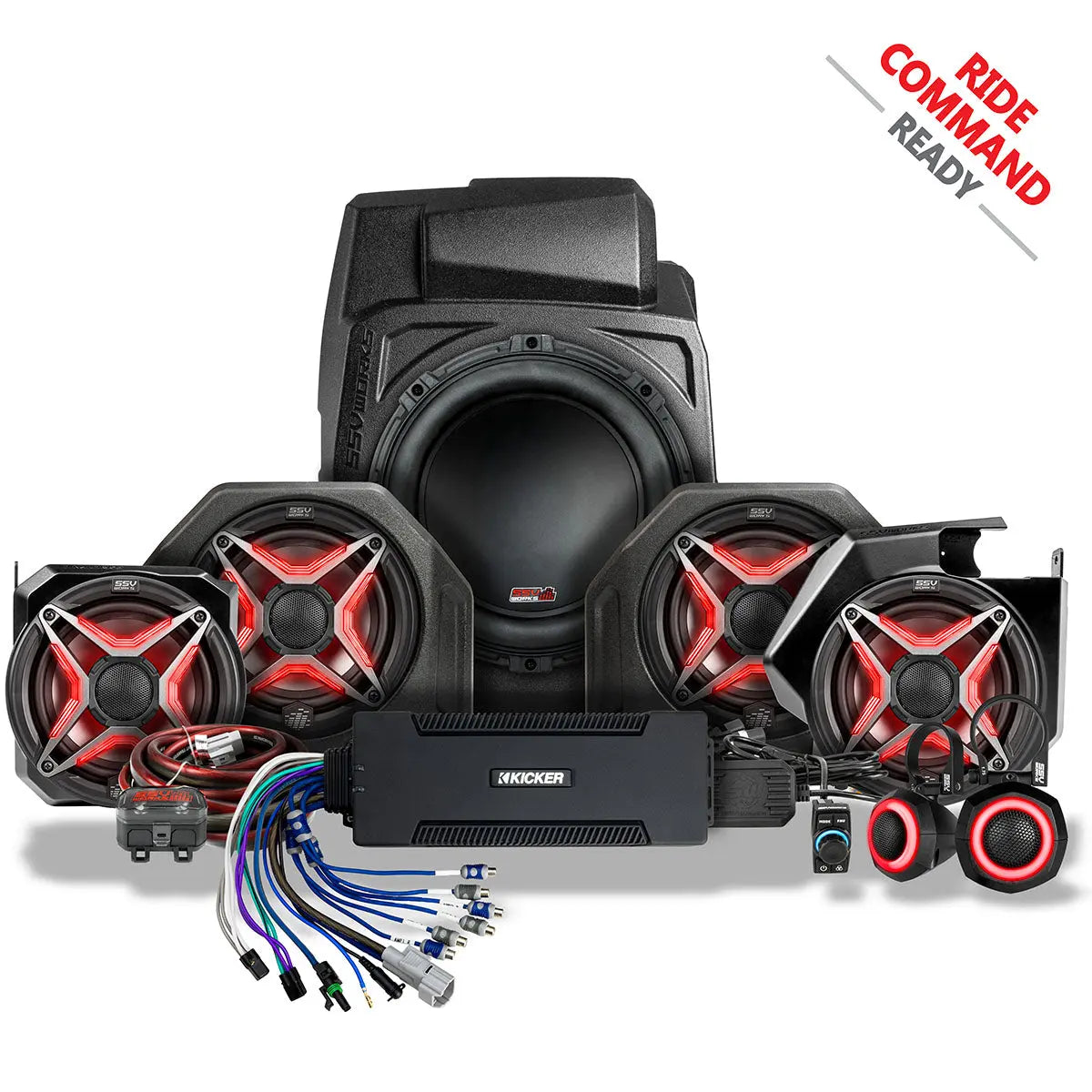 2025-2026 Polaris® RZR Pro R / Pro S / Pro XP Phase-5 V-Spec 7-Speaker Plug-&-Play Kit for 7" Ride Command SSV Works