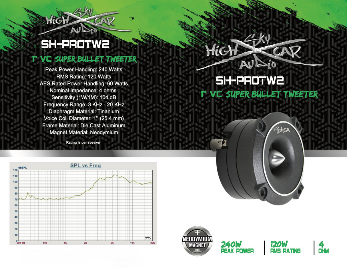 Sky High Car Audio SH-PROTW2 Neo Mini Bullet Tweeter 1" VC 4-Ohm (Single) Sky High Car Audio