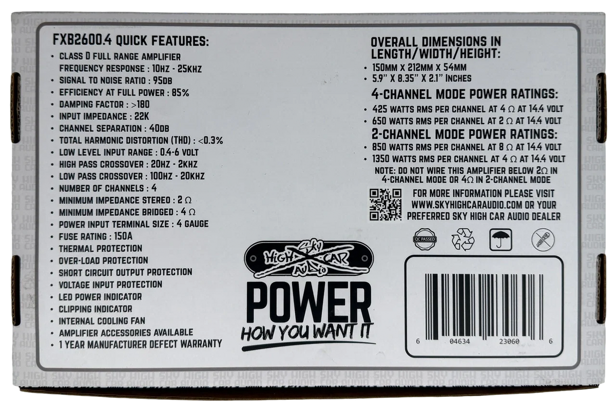 Sky High Car Audio FXB 2600.4 | 4-Channel Amplifier