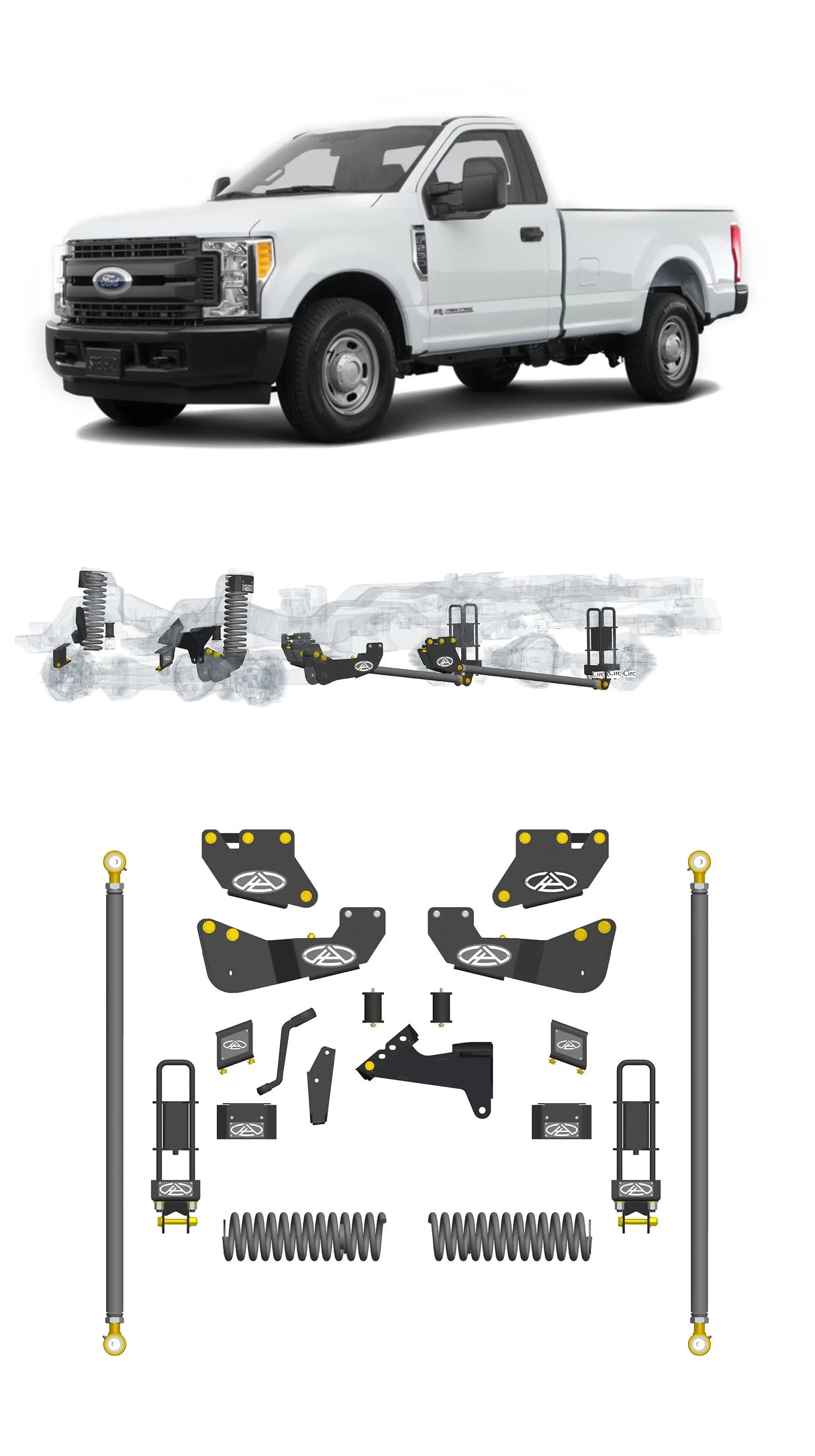 Any Level 4.5" Static Lift - Base System: F-250/F-350, Single Rear Wheel (2017-2019) Any Level Lift