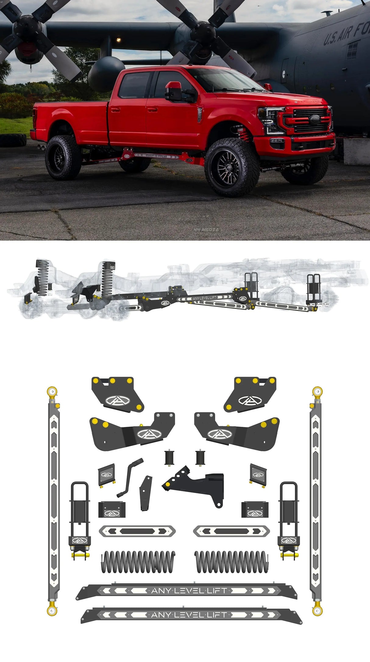 Any Level 5.5" Static Lift - Base System: F-250/F-350, Single Rear Wheel (2020-2022) Any Level Lift