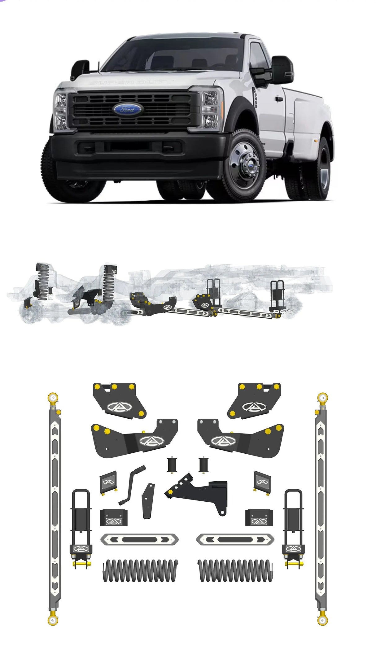 Any Level 5.5" Static Lift - Base System: F-350, Dual Rear Wheel (2023+) Any Level Lift