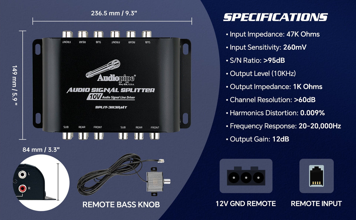 Audio Signal Splitter (SPLIT-3113RMT) Audiopipe