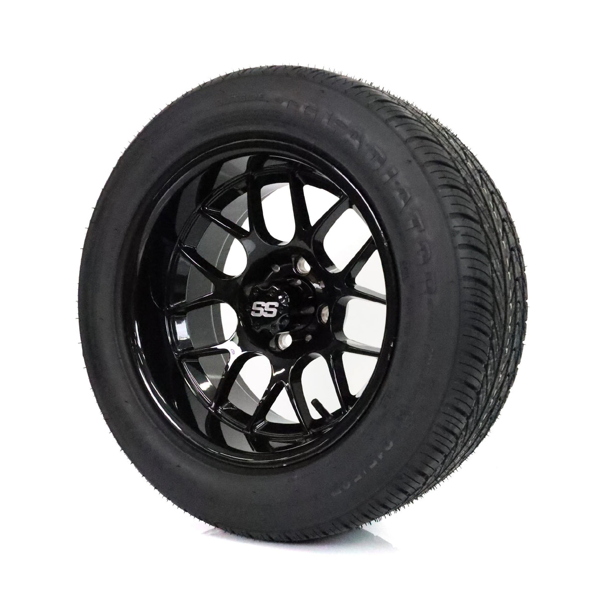 SS Wheels Alpha 14x7 Gloss Black & X Comp H/T Tire Package