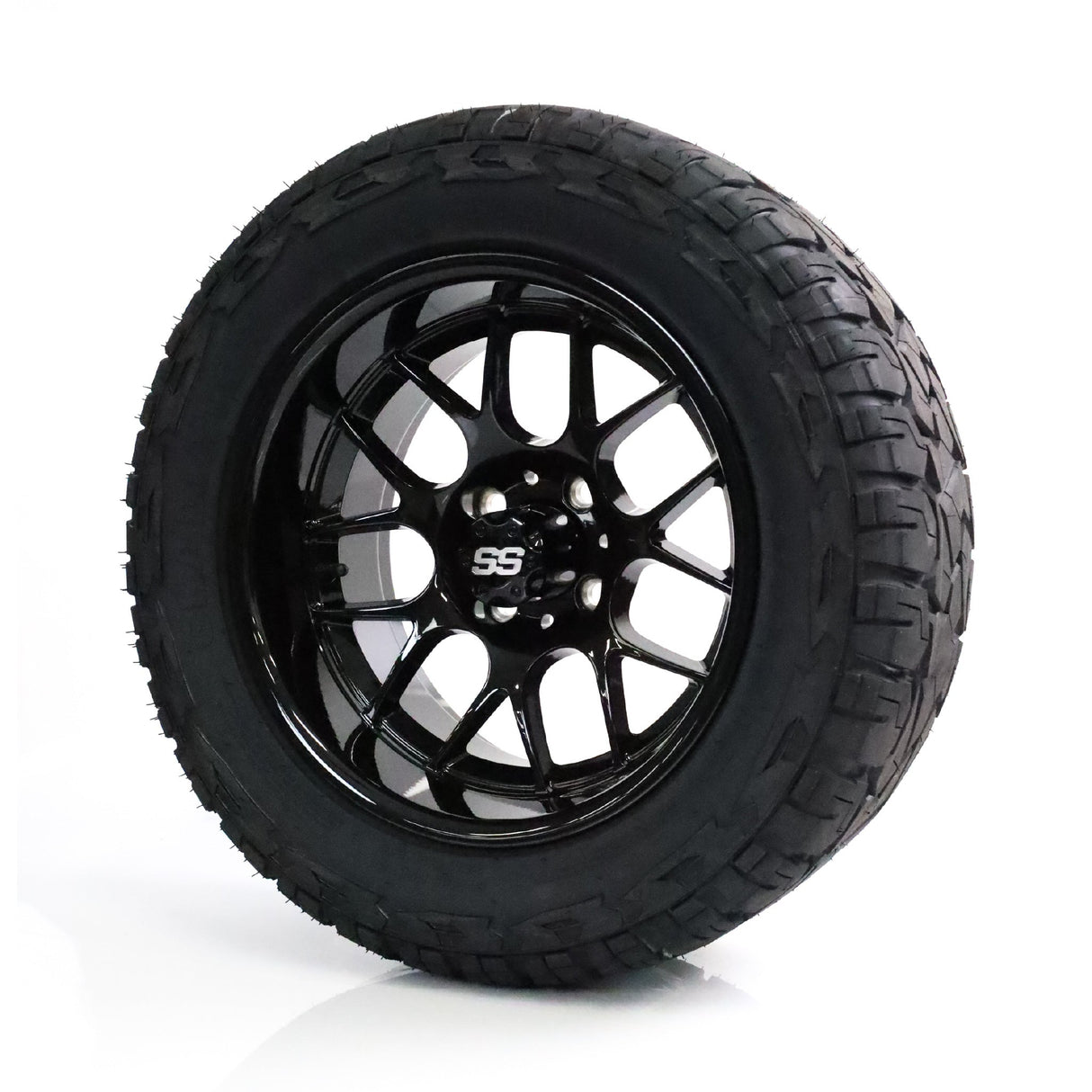 SS Wheels Alpha 14x7 Gloss Black & X Comp X/T Tire Package